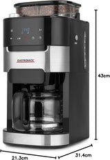 GASTROBACK 42711 Grind & Brew Pro ekspres do kawy, ekspres do kawy ze zintegrowanym filtrem i młynkiem, młynek stożkowy z 8 ustawieniami mielenia, ekran dotykowy LCD, plastik