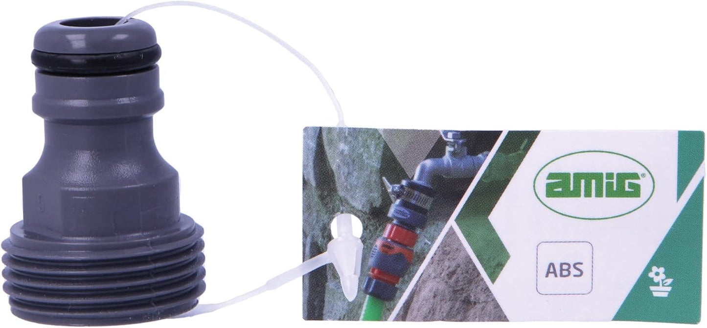 Amig - Adapter męski do podłączenia kranu 3/4 cala | Szybkie i łatwe podłączenie rur wodociągowych | Połączenie gwintowe | Tworzywo ABS i guma | Szary