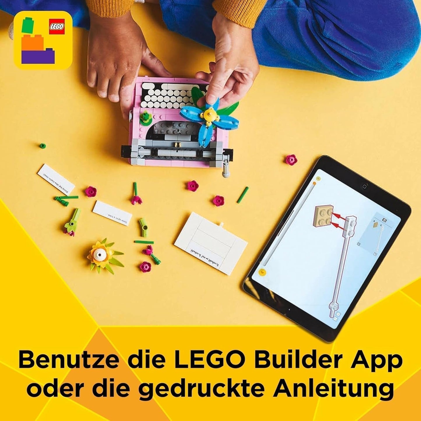LEGO Creator Maszyna do pisania 3 w 1 z kwiatami - zabawkę można przekształcić w model Keytara lub w doniczkę z notatnikiem i długopisem - zestaw do budowania - prezent dla dziewcząt i chłopców od 8 lat 31169 Zestawy do budowania Besuche den LEGO-Store
