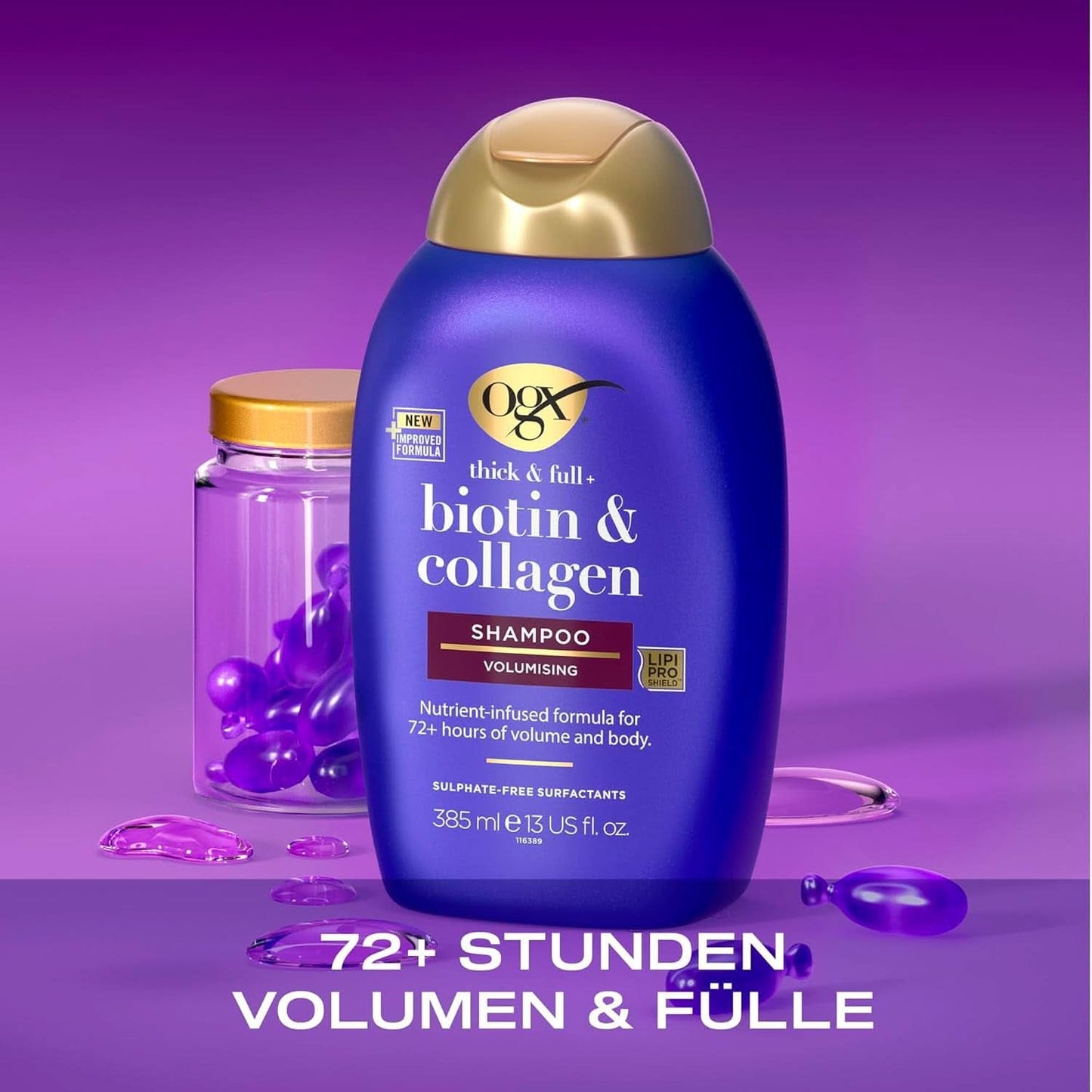 OGX Szampon z biotyną i kolagenem, 385 ml Pod prysznic i do kąpieli Naty Shop