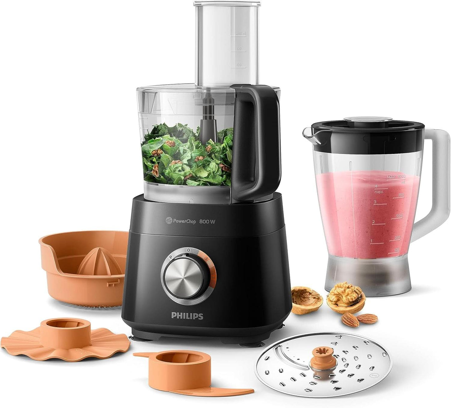 Philips Kompakte Küchenmaschine – 850 W, 31 Funktionen, 2,1-litrowy Behälter, Powerchop, Edelstahlklinge (HR7530/10) Kuchnia Naty Shop 800 W, 29 Funktionen