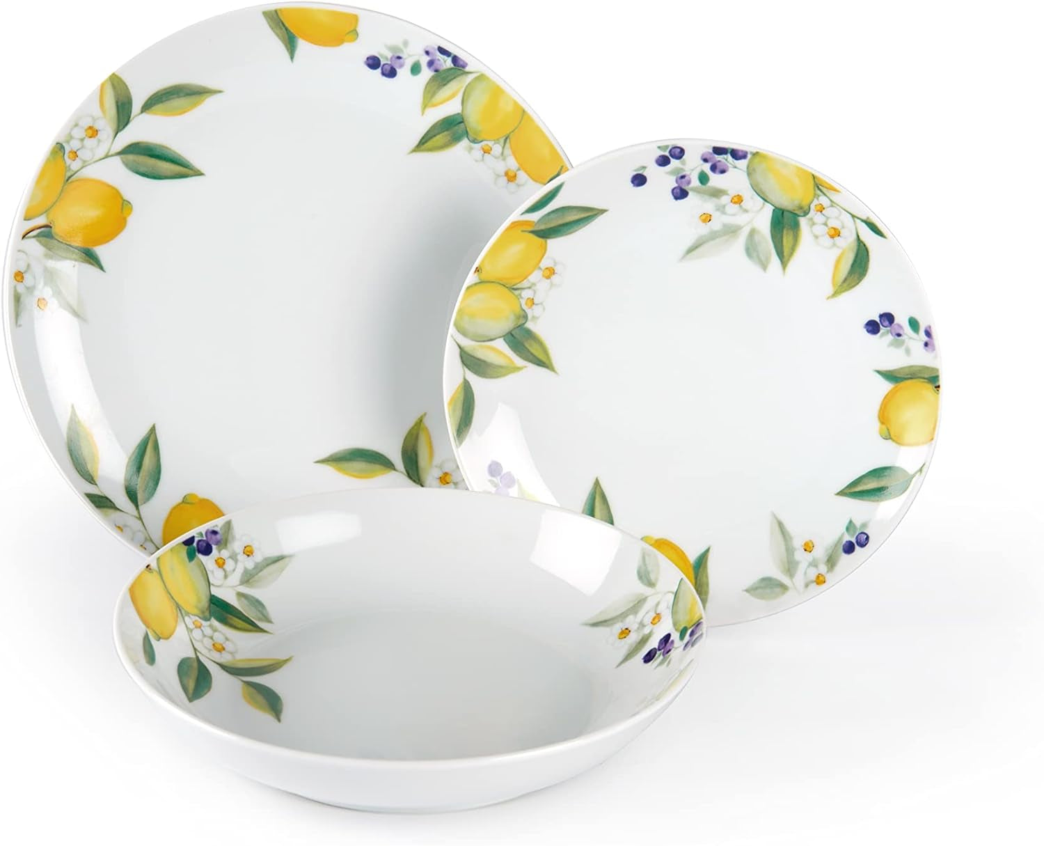 Excelsa Zestaw zastawy stołowej Lemon, 18 elementów, porcelana, biały/cytrynowy