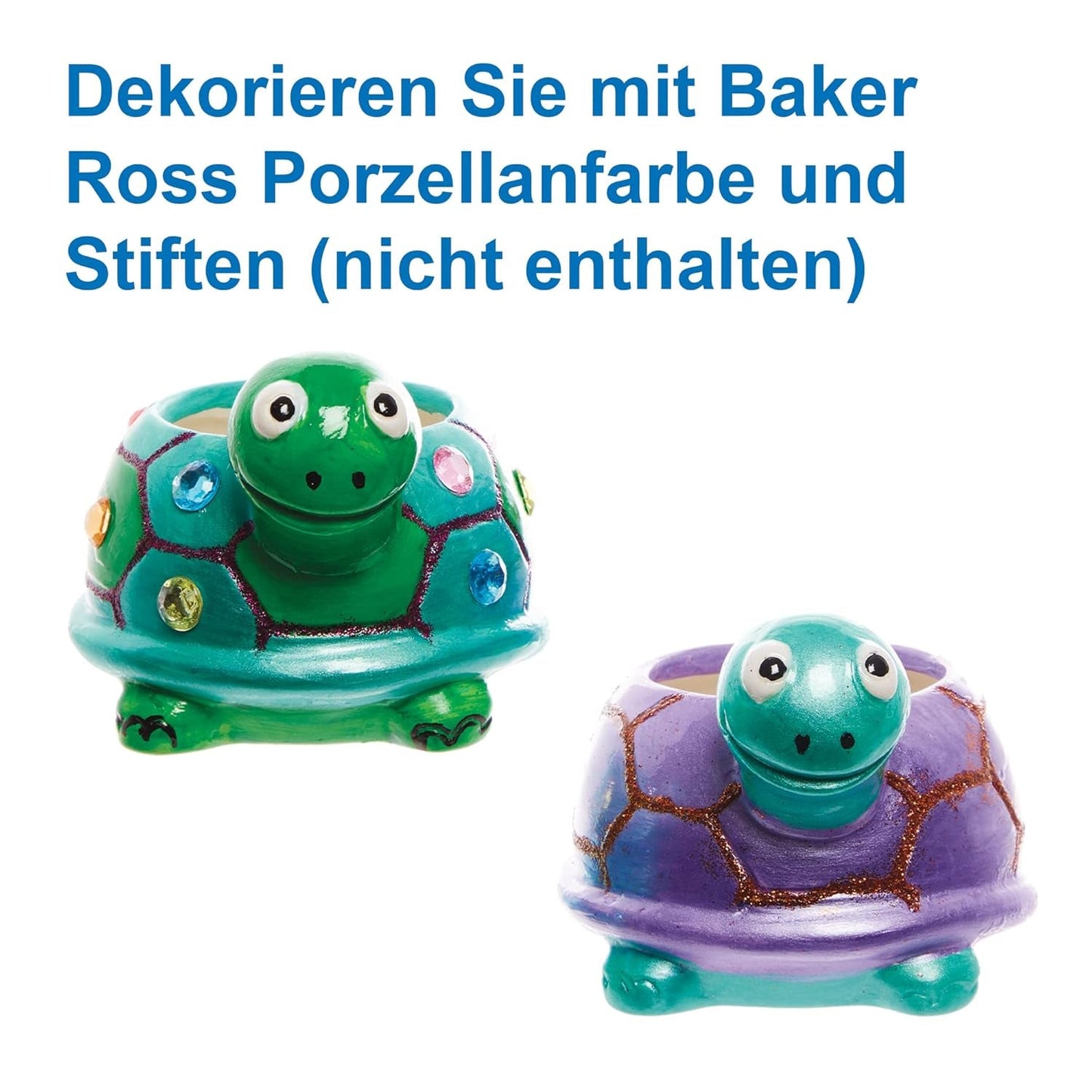 Ceramiczne donice Baker Ross FX594 Turtle - opakowanie 2 sztuk. Pomaluj własną doniczkę