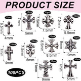 100 sztuk 3D breloczki z krzyżykami do paznokci, breloczki z krzyżykami do paznokci, breloczki z chromowanymi paznokciami, akcesoria do paznokci w stylu vintage, ozdoby do paznokci DIY, dla kobiet i dziewcząt, ozdoby do paznokci DIY