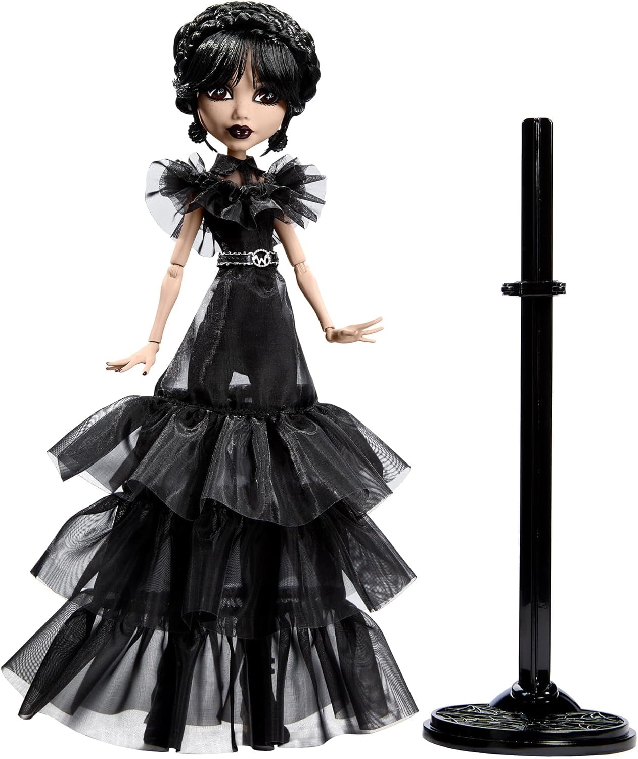 Lalka Monster High Wednesday, figurka kolekcjonerska Rave'N Wednesday w czarnej sukience inspirowanej sceną tańca gotyckiego, akcesoria premium i stojak na lalki, lalki HXJ03 Naty Shop