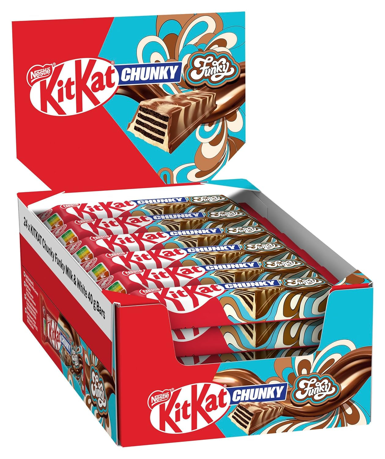 Nestlé Chunky Funky, chrupiący wafelek w mlecznej czekoladzie, opakowanie 24 szt. (24 x 40 g)