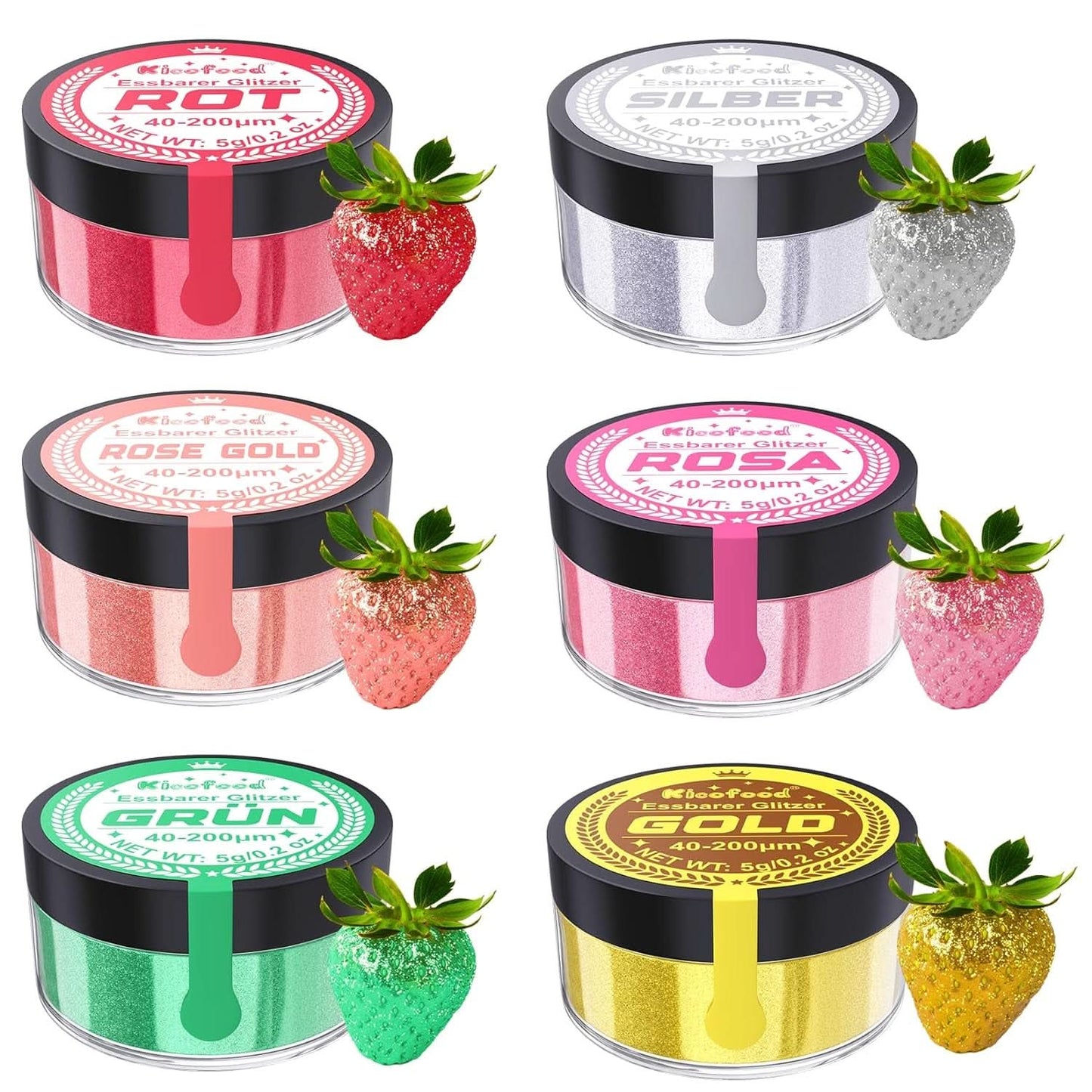 Brokat jadalny, zestaw 6 odcieni, 5 gramów Glitter Naty Shop