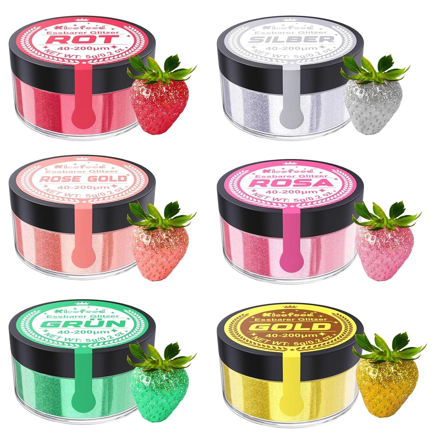 Brokat jadalny, zestaw 6 odcieni, 5 gramów Glitter Naty Shop