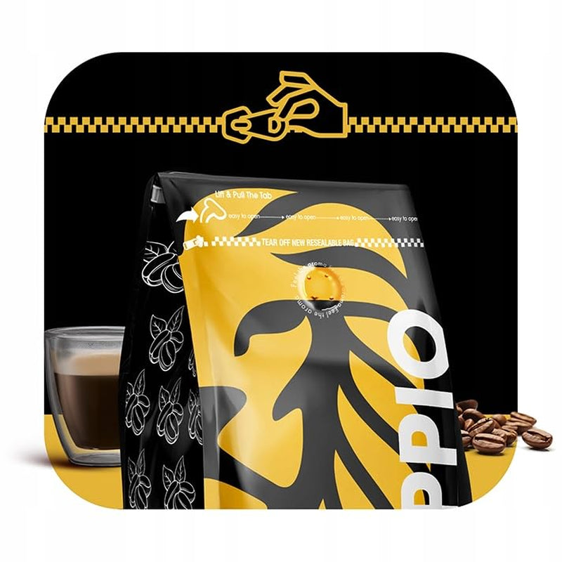 Doppio Krem i Smak 1KG | Kawa ziarnista 80% Arabica i 20% Robusta | z nutami kakao, orzechów i karmelu | Świeże i średnio palone, o niskiej kwasowości | do espresso | Kawa Blue Orca