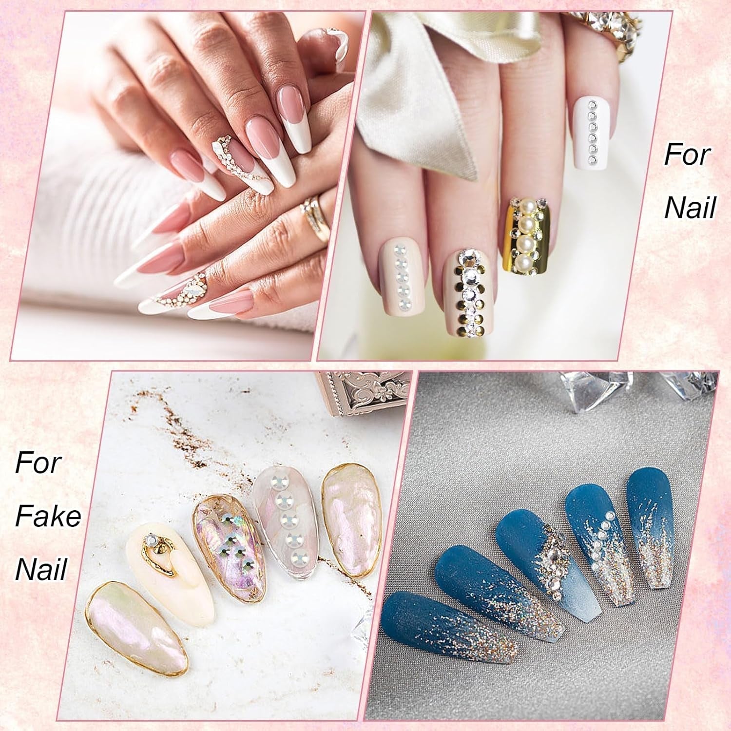 5820 Stück Strasssteine ​​​​Nägel, Glitzersteine ​​​​Nägel Und Halbrunde Perlen, AB Kristall Rhinestones, Flatback Nagel Steine ​​Mit Pinzette Und Stift Für Nagel/Diy (Mehrere Größen Und Farben)
