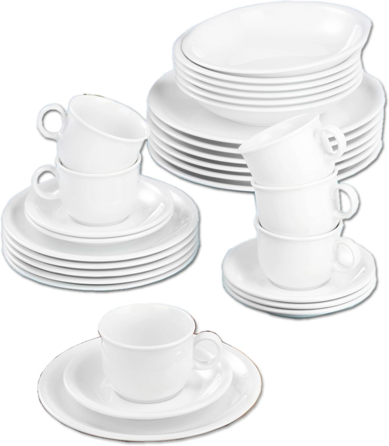 Seltmann Weiden 001.716175 Compact White 30-częściowy zestaw obiadowy, biały/prosty