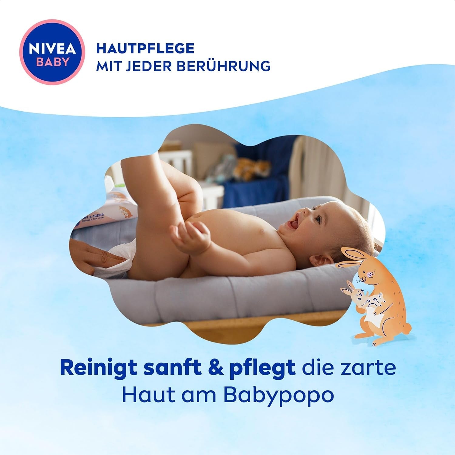 NIVEA BABY Soft & Cream chusteczki nawilżane dla niemowląt (4 x 57 sztuk)