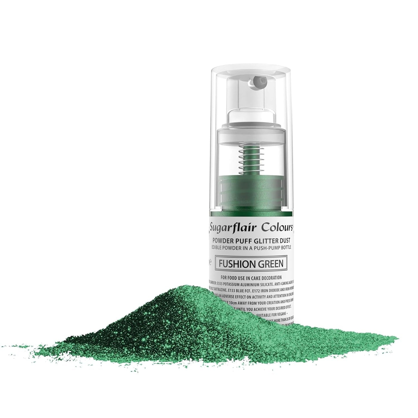Sugarflair Pump Spray, Puff Dust, Fusion Green - Barwnik spożywczy do dekorowania ciast, Spray bez aerozolu do ciast, babeczek i nie tylko - 10g