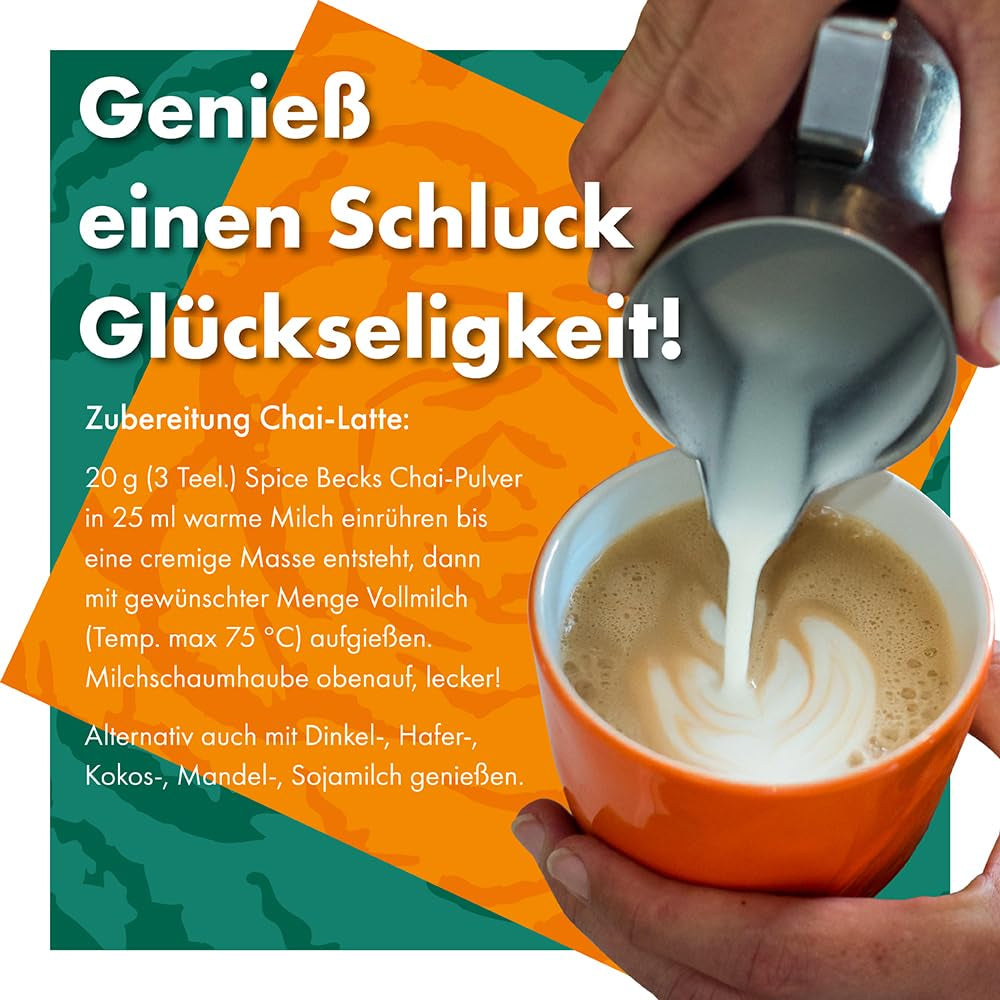 Becks Cocoa Om Masala Chai Tea Bio - Indyjska czarna herbata z tradycyjnymi przyprawami takimi jak cynamon, kardamon i imbir - Idealna do Chai Latte, 300g