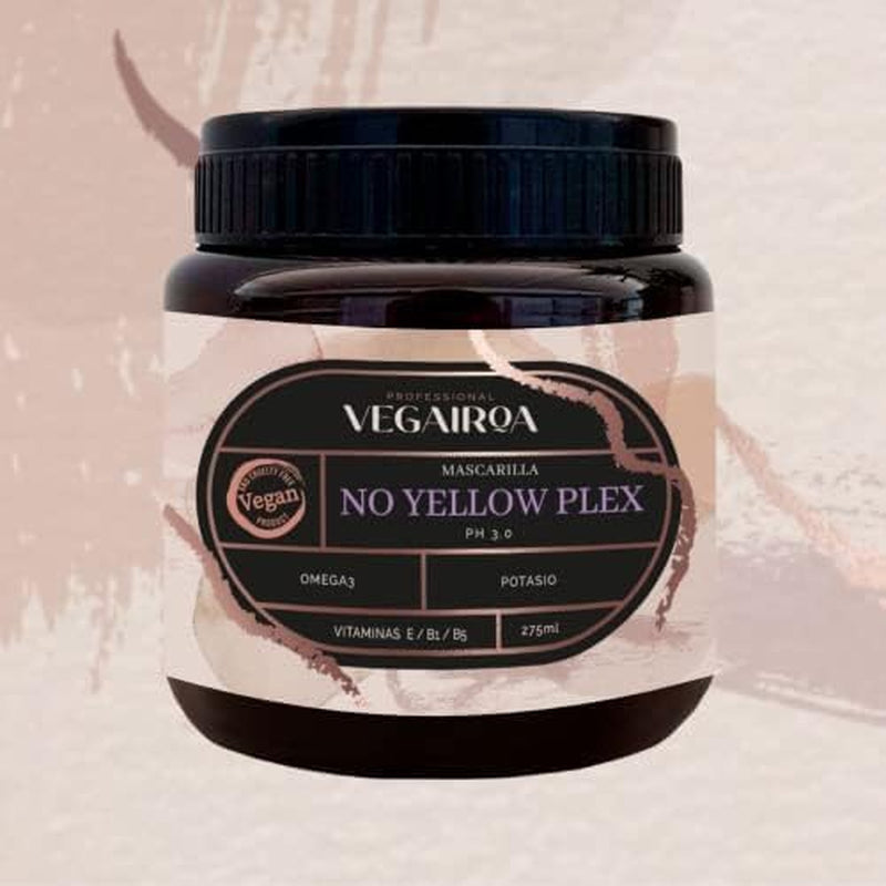 VEGAIROA - No Yellow Plex Mask - Maska neutralizująca dla żółtych i pomarańczowych tonów - Pielęgnacja nawilżająca - Fioletowy pigment - Profesjonalny wegański produkt do włosów - 275 g Naty Shop maska do włosów