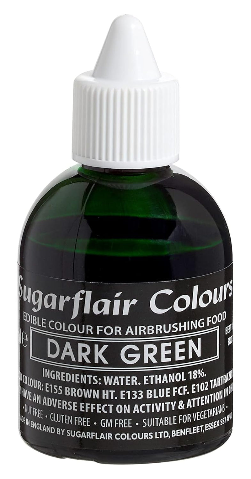 Sugarflair Dark Green Food Color - jadalny płynny barwnik spożywczy, farba aerografowa do ciast, babeczek, lukru i dekoracji ciast - 60ml
