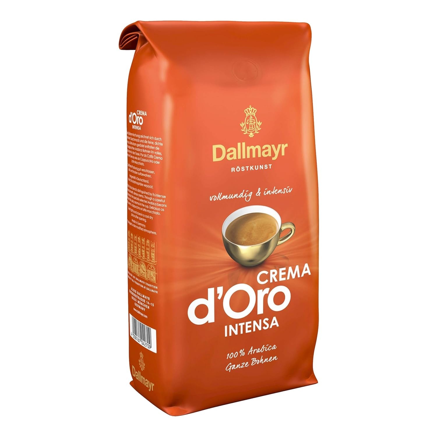 Kawa Crema d'Oro Intensa, Kawa mielona, ​​Kawa palona, ​​Całe ziarna, Kawa ziarnista, 8 x 1000 g
