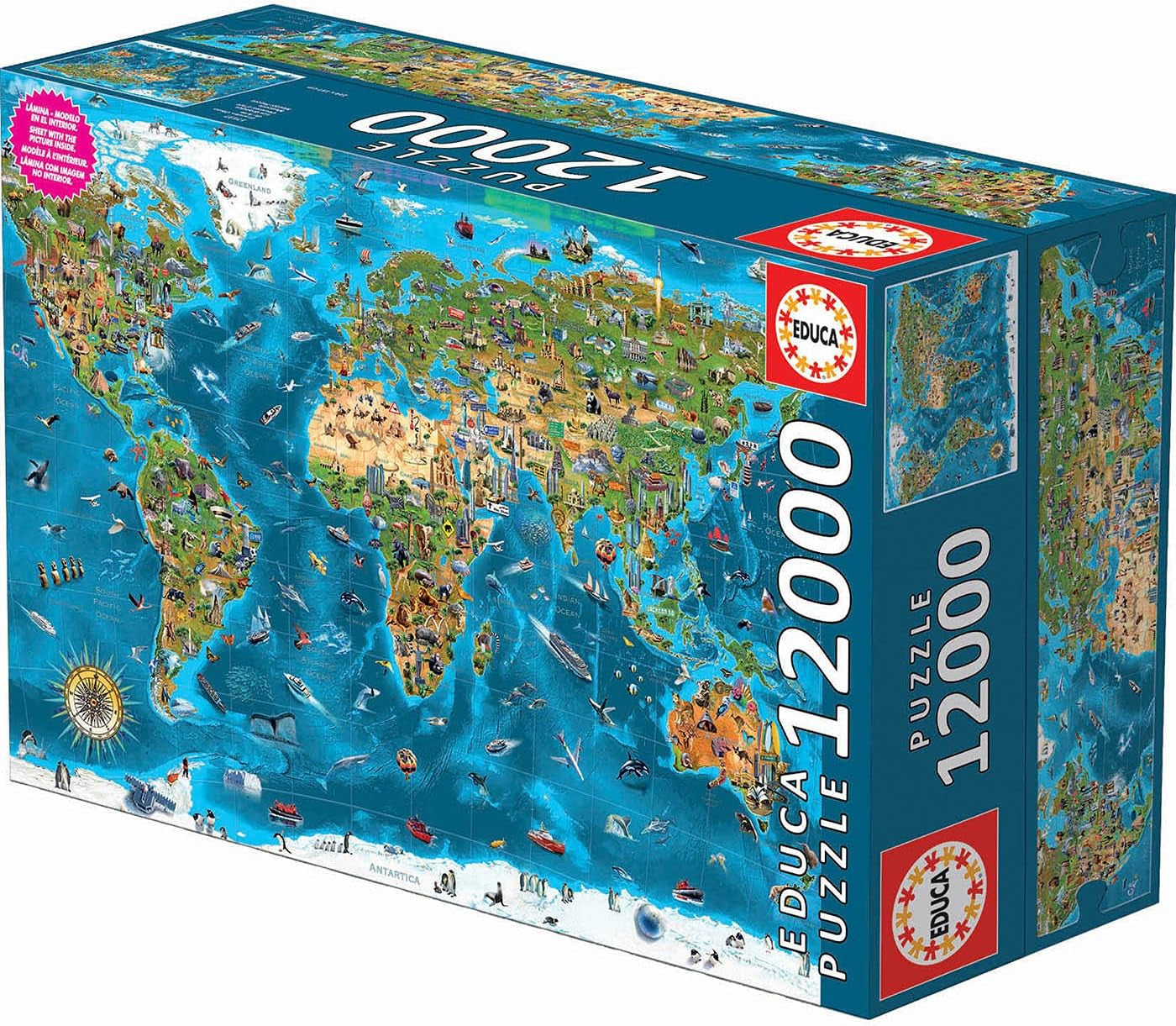 Educa - Cud Świata, układanka 12000 elementów dla dorosłych i dzieci od 14 lat, mapa świata (19057) Puzzle Naty Shop
