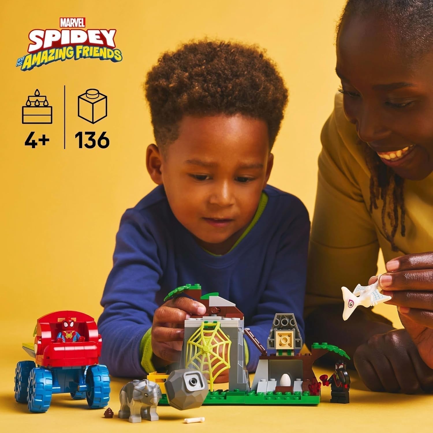 LEGO Marvel Zespół Spideya na misji ratunkowej w ciężarówce dinozaurów Zabawkowe auto do zbudowania dla superbohaterów Zestaw przygodowy dla dzieci w wieku powyżej 4 lat Spidey i jego super przyjaciele 11199 zestawów do budowania Kup w sklepie LEGO