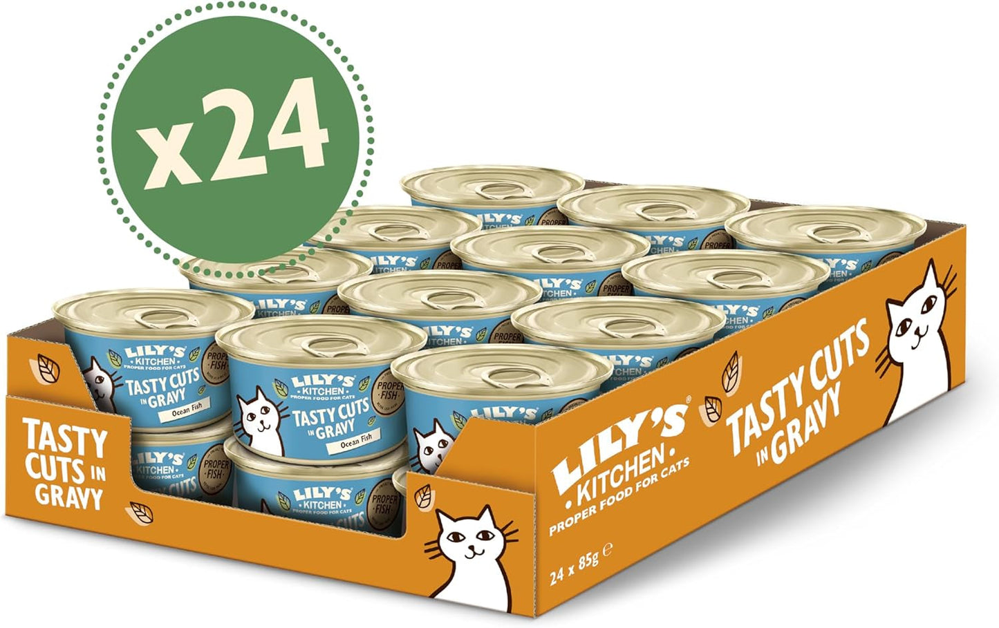 Lily's Kitchen Fish Tasty Cuts Mokra karma dla kotów - opakowanie 24 sztuk (24 x 85g) Pyszne kawałki ryby w sosie dla kotów
