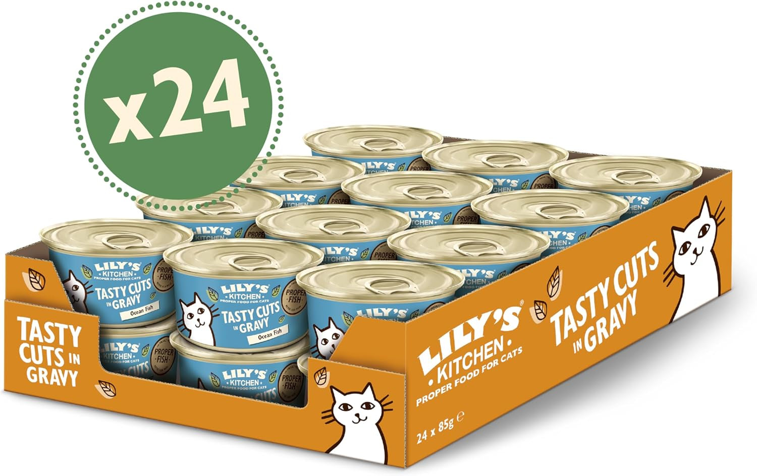 Lily's Kitchen Fish Tasty Cuts Mokra karma dla kotów - opakowanie 24 sztuk (24 x 85g) Pyszne kawałki ryby w sosie dla kotów
