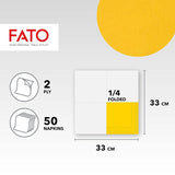 , Jednorazowe serwetki papierowe, idealne na nieformalne lunche i bufety, Opakowanie 50 serwetek, Rozmiar 33X33, 4-krotnie, 2-warstwowe, żółte, 100% czystego papieru celulozowego, Certyfikat Fsc