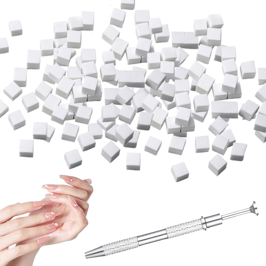100 Stück Nail Art Schwamm Mit Metallgreifer, Gąbkowy aplikator w pędzelku, Sponge Nagel Pinsel, Maniküre Zubehör Für Nägel, Um Eine Varaudzen Von Gradient Nail Art Patterns Zu Ersetlen