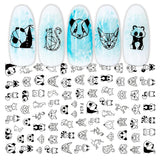 JMEOWIO Nagelsticker Geometria 10 Blatt Nagelaufkleber Selbstklebend Schwarzes Herz Unregelmäßig Geformt Nail Art Naklejka Dekoracja Nageldesign Zubehör