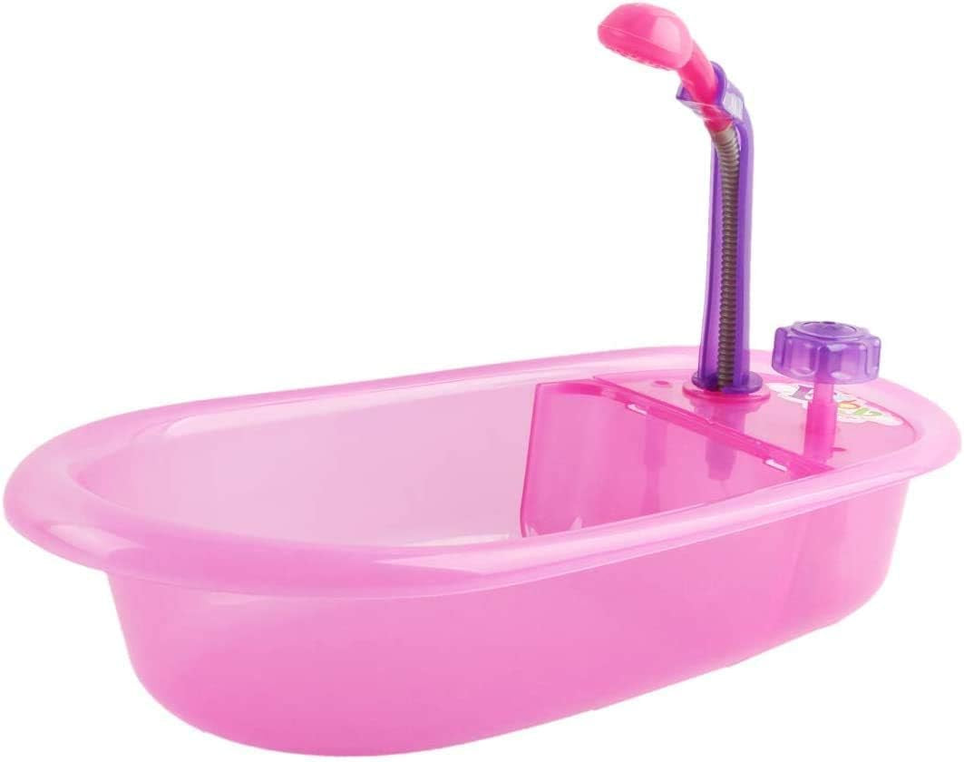 Zestaw wanny dla lalek deAO, interaktywna lalka 33 cm, wanienka dla lalek, zestaw dla lalek ze smoczkiem, ubranka dla lalek, szlafrok, pieluchy dla lalek, wanna i funkcjonalny spray pod prysznic