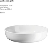 MĘSER, seria Navina, zestaw zastawy stołowej na 6 osób, biała porcelanowa zastawa stołowa, ponadczasowa, porcelana, biała