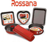 Rossana, Forma do budyniu z rożkiem 23 cm, powłoka nieprzywierająca, kolor czerwono-szary, stal nierdzewna Formy i blachy do pieczenia Naty Shop