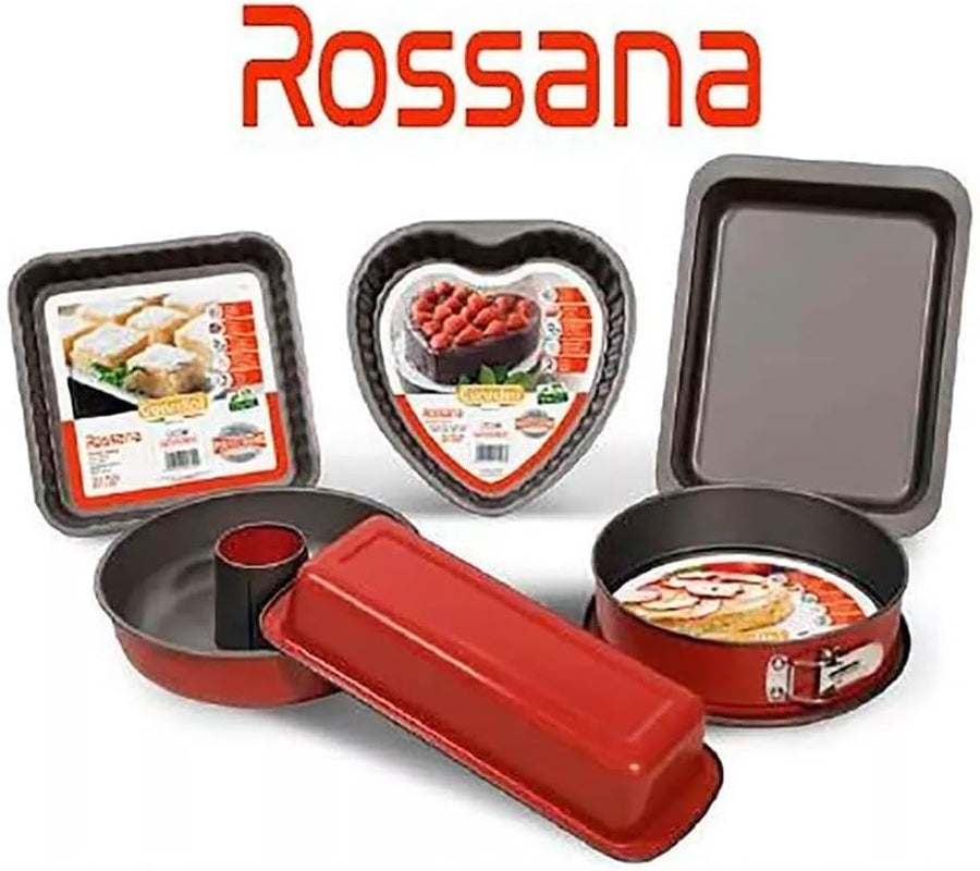 Rossana, Forma do budyniu z rożkiem 23 cm, powłoka nieprzywierająca, kolor czerwono-szary, stal nierdzewna Formy i blachy do pieczenia Naty Shop