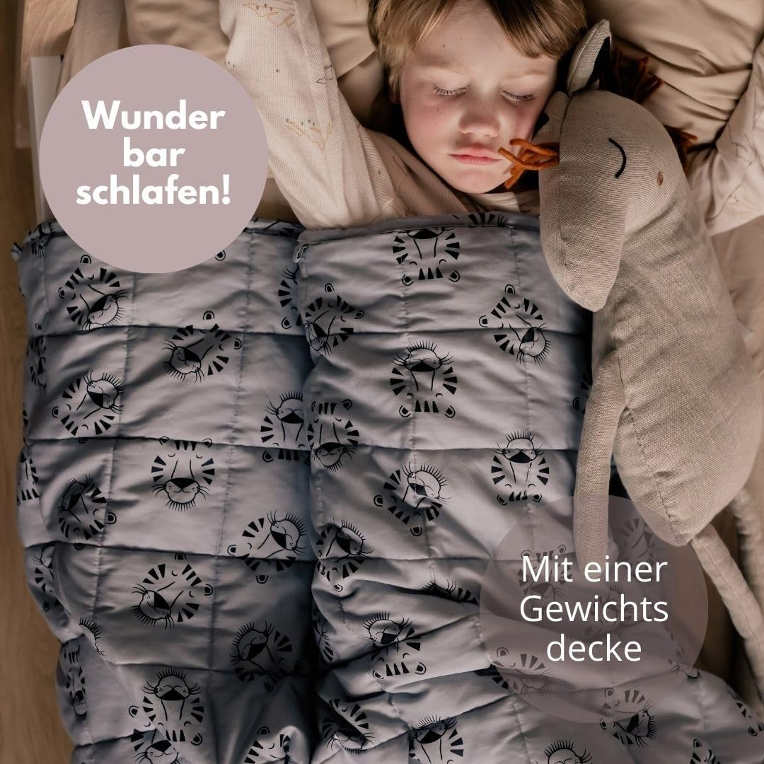 Obciążony kocyk dziecięcy | 3,5 kg | 100X150Cm | Koc terapeutyczny | Koce obciążeniowe | Ciężki koc (twarz niebieskiego tygrysa, 3,5 kg-100 x 150 cm) BLENKZ Łóżka i koce.