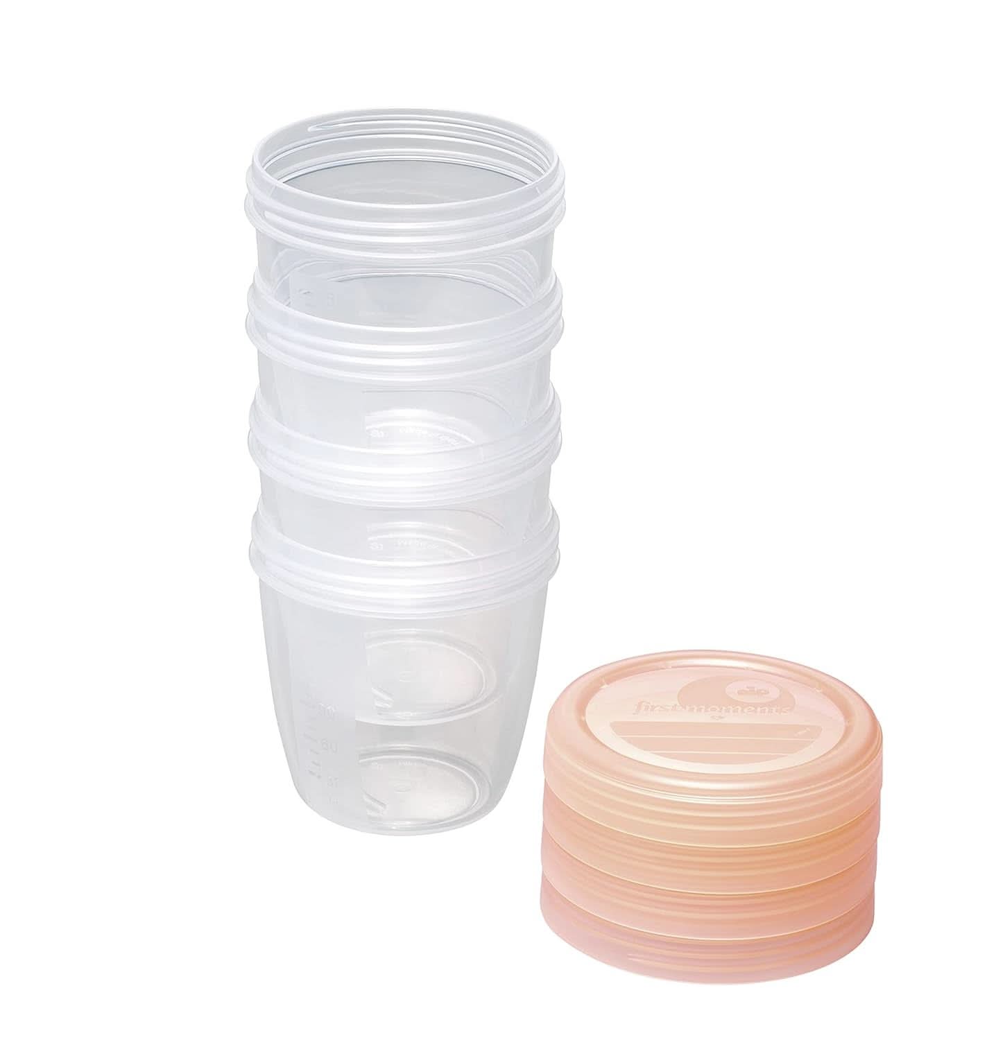 Pojemniki na mleko matki NIP First Moments 150 ml, 4 sztuki: możliwość układania w stosy i szczelne Akcesoria Żywność i karmienie piersią Sklep Bebe Naty