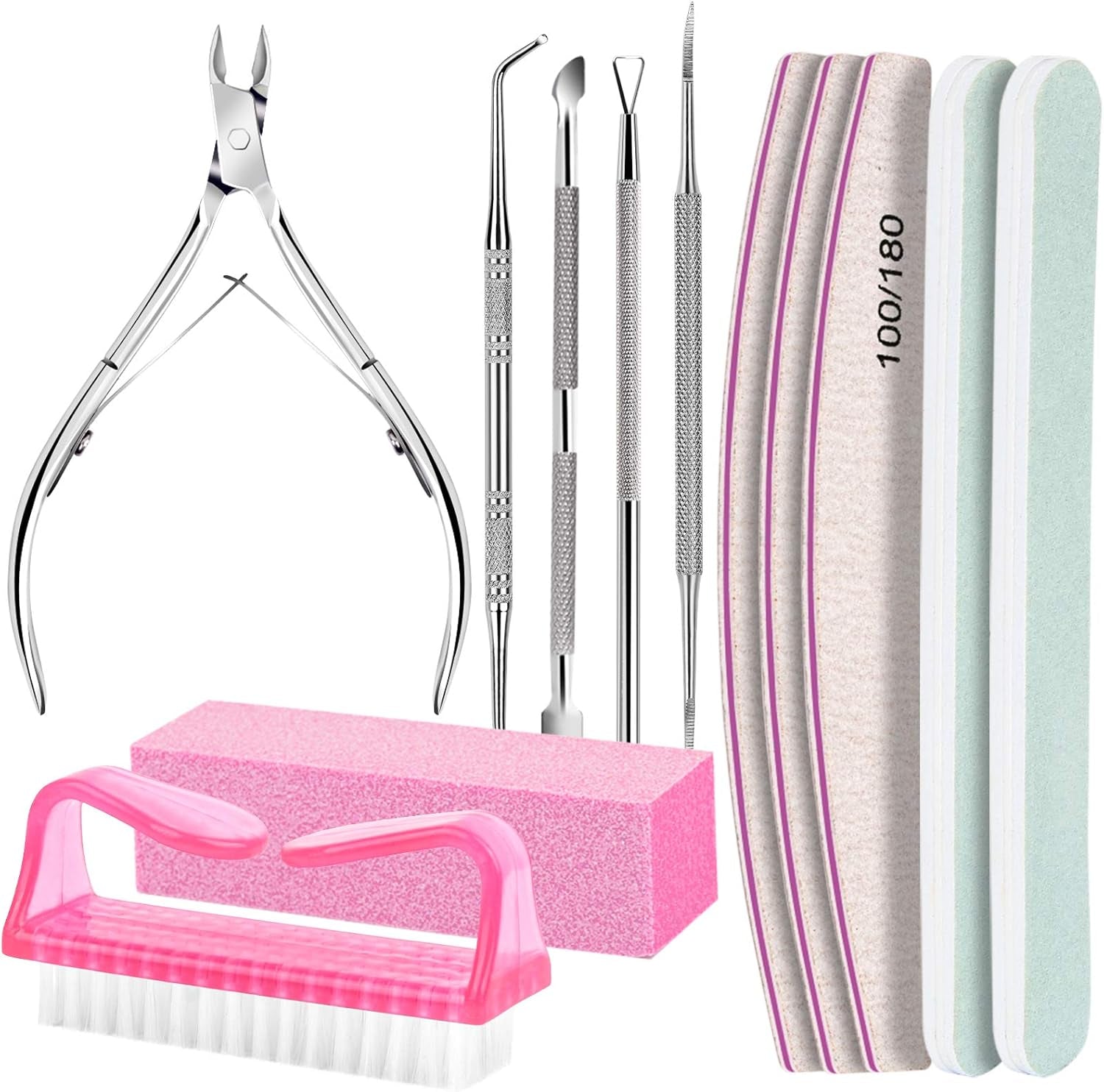 Zestaw do manicure FANDAMEI, Buffer Für Nägel, Nagelfeile 100/180, Nagelfeilen Für Gelnägel, Nagelhautschieber, Buffer Für Gelnägel, Feilen Für Gelnägel, Nagelzange, Zestaw Nagelfeilen, Zestaw do manicure i pedicure