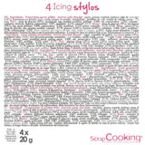 Scrapcooking - 4 pisaki: złoty, czekoladowy, biały i czerwony - dekoracyjne pisaki jadalne do pisania i rysowania na deserach, ciastach i ciasteczkach