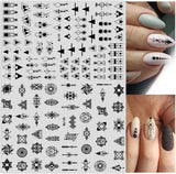 12 Blatt Nagelsticker Geometrysch Nagelaufkleber Selbstklebend Schwarz-Weißes Mysteriöses Dreieck Nail Art Naklejka Dekoracja Nageldesign Zubehör