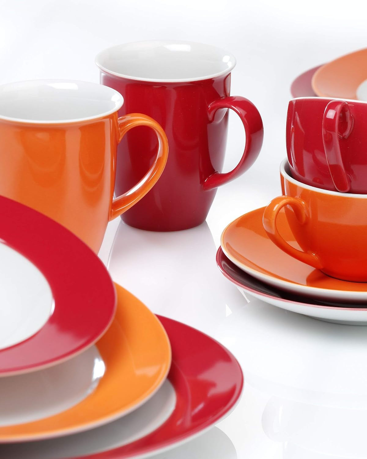 Serwis kawowy Ritzenhoff & Breker Doppio, 12 szt., porcelana, czerwony