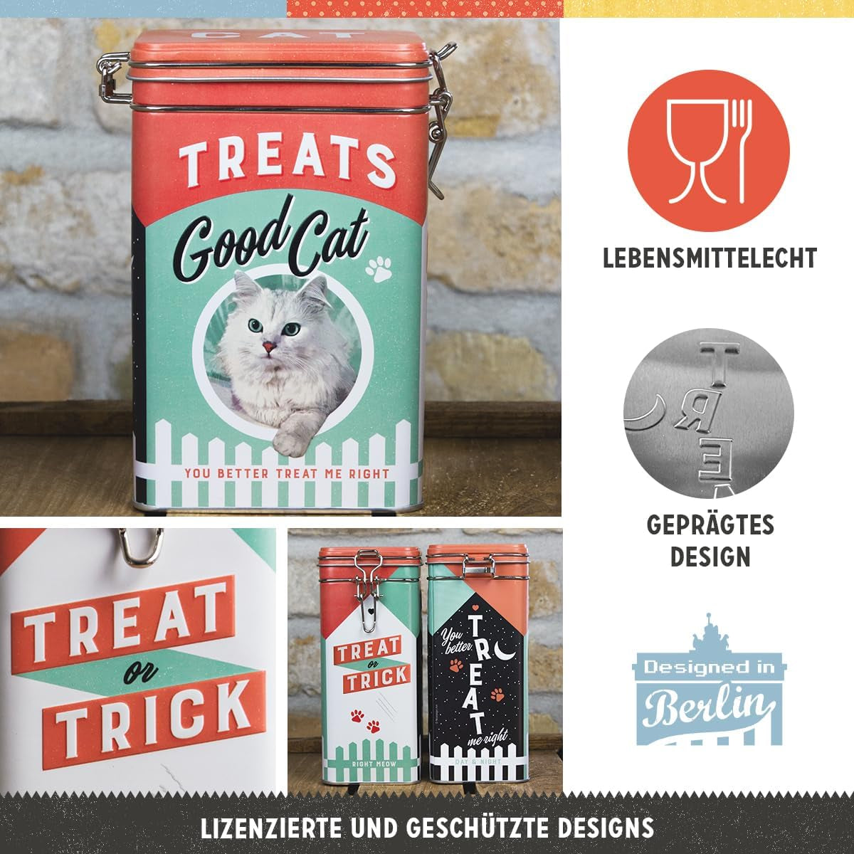 Nostalgic-Art Box o smaku retro, 1,3 l, Good Cat Treats - pomysł na prezent dla właścicieli kotów, w stylu vintage, w stylu vintage Pudełka do przechowywania żywności Naty Shop