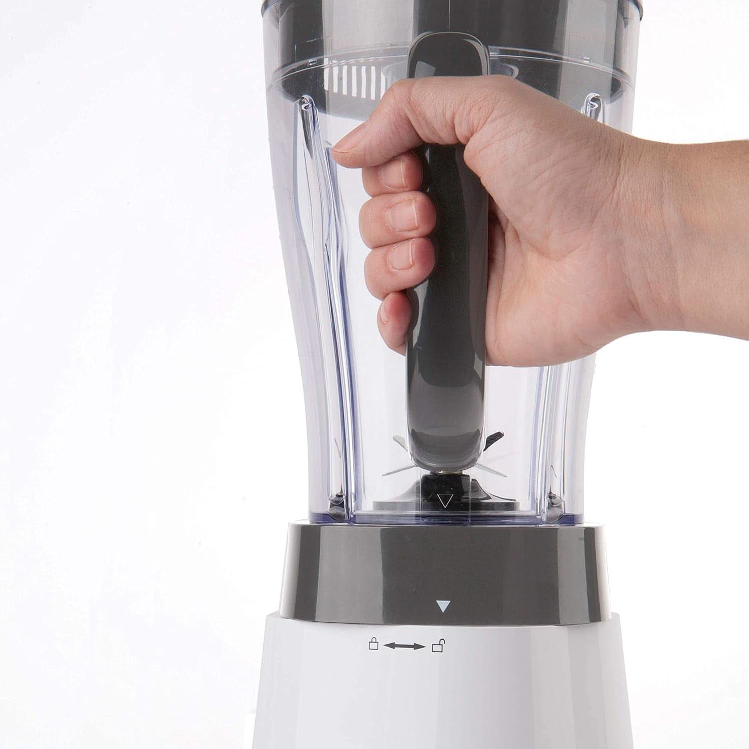 BLACK+DECKER Mikser stojący | 500W | 2 prędkości | Funkcja impulsu | Glaskrug | 1,5 l | Edelstahlmesser Mit 4 Klingen | Herausnehmbar Und Leicht Zu Reinigen | Weiß Und Grau Kitchen Naty Shop