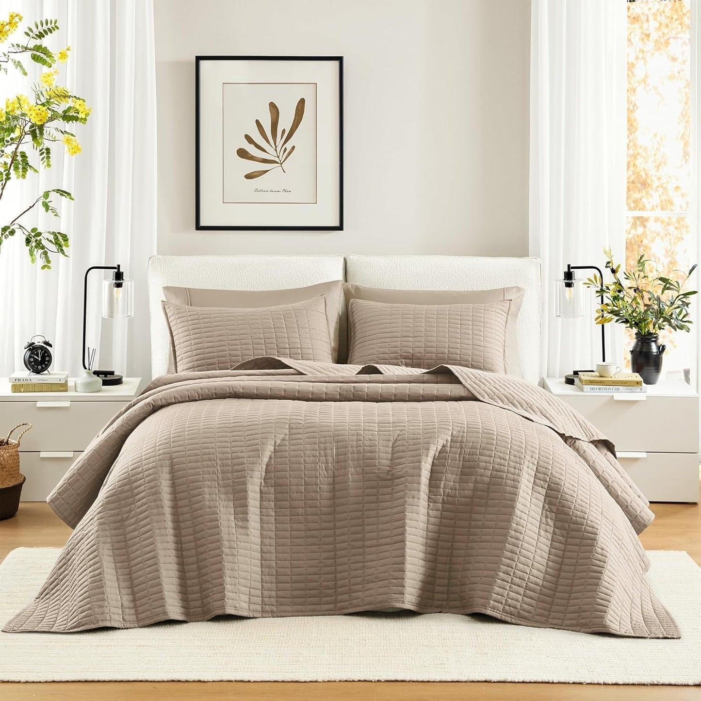 Zestaw kołder Comfort Spaces Kienna, luksusowy letni koc z podwójnym ściegiem, lekka, miękka, pościel przez cały rok, dopasowana poszewka na poduszkę, biały, koc na łóżko typu king size (264,2 x 228,6 cm), kołdry i kołdry Naty Shop w kolorze ciemnoszarym, duża narzuta typu king-size (120 "X 118")