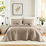 Zestaw kołder Comfort Spaces Kienna, luksusowy letni koc z podwójnym ściegiem, lekka, miękka, pościel przez cały rok, dopasowana poszewka na poduszkę, biały, koc na łóżko typu king size (264,2 x 228,6 cm), kołdry i kołdry Naty Shop w kolorze ciemnoszarym, duża narzuta typu king-size (120 "X 118")