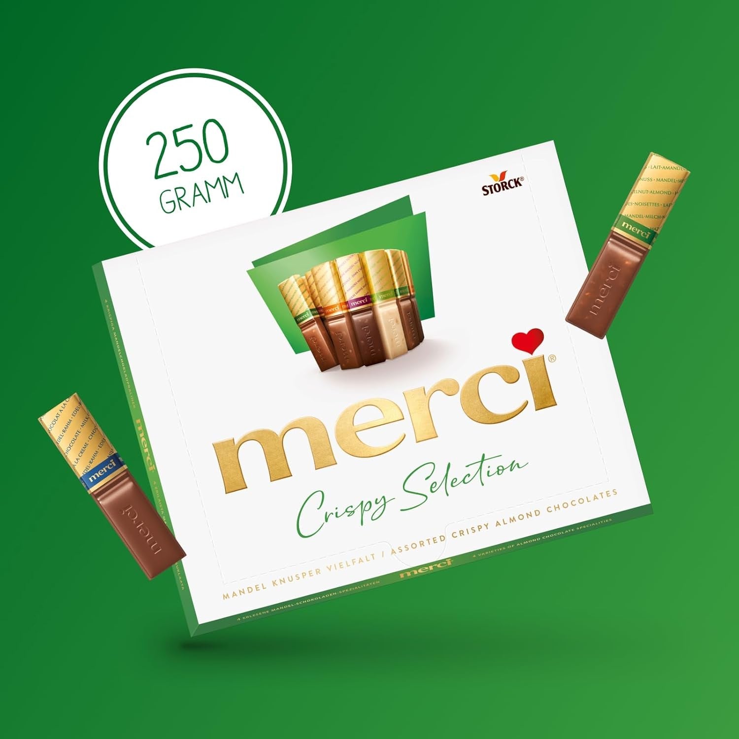 merci Finest Selection Almond Crunch Variety – 1 x 250 g – Wyrafinowane specjały z orzechami i czekoladą – Praliny z nadzieniem i bez