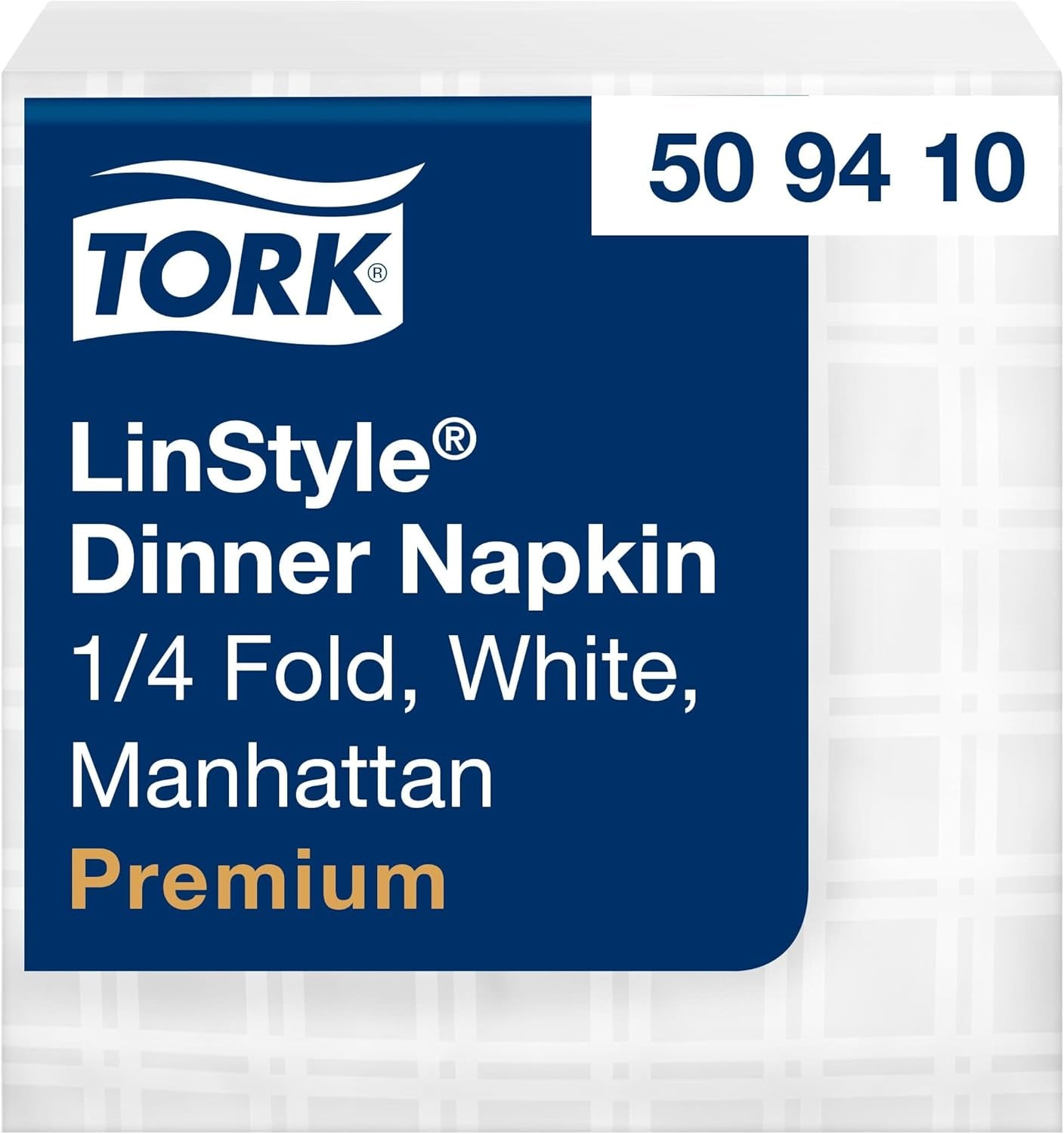 Tork Linstyle białe serwetki stołowe, złożone w 1/4, 19,5 × 19,5 cm, 14 serwetek o średnicy 50, 509410