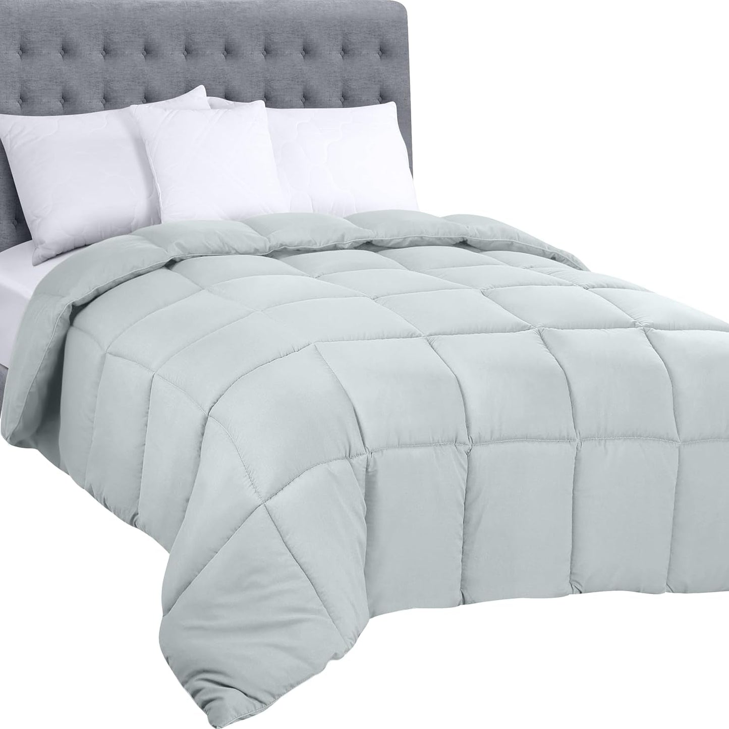 Pościel Utopia Całoroczna kołdra 250 g/m2 Pluszowe, silikonowe wypełnienie z włókna podwójnego Zaszyte w pudełku (podwójne XL jasnoszare) Naty Shop Kołdry i kołdry Białe podwójne (1 opakowanie)
