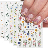 JMEOWIO Nagelsticker Bunte Blumen 9 Blatt Nail Art Naklejka Selbstklebend Nagelaufkleber Frühling Sommer Blumen Dekoration Nageldesign Zubehör