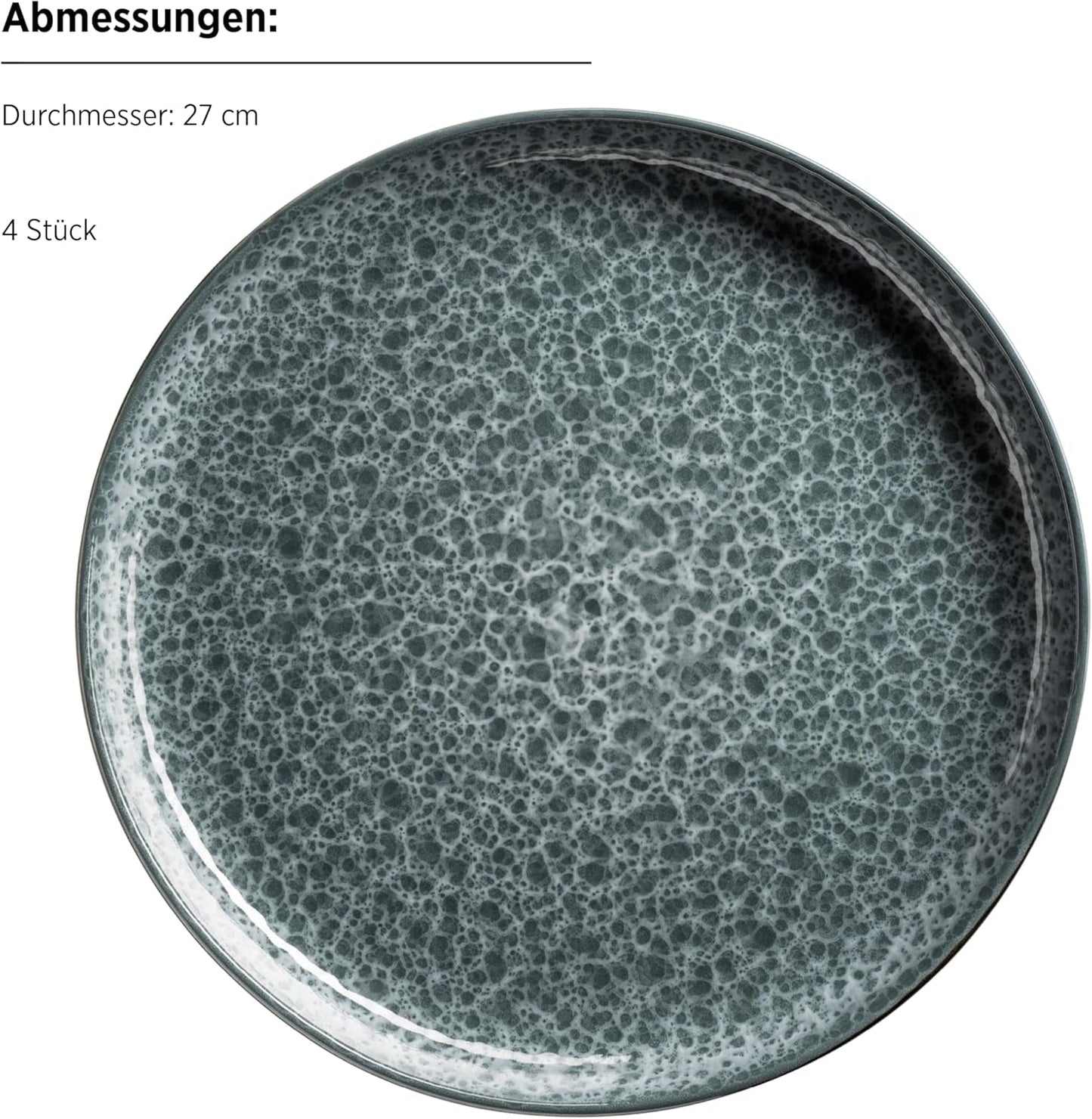 MĘSER 934110 Seria Filippa, Ceramiczny zestaw zastawy stołowej dla 4 osób, Nowoczesny kombinowany zestaw zastawy stołowej składający się z 16 sztuk; Plates, bowls and cups with reactive glaze in green and black, Stoneware, Green