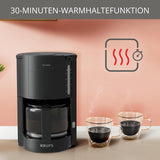Krups F30908 ProAroma Ekspres do espresso z filtrem i szklaną karafką, pojemność 1,25 l, 10-15 filiżanek, 1050 W, czarny
