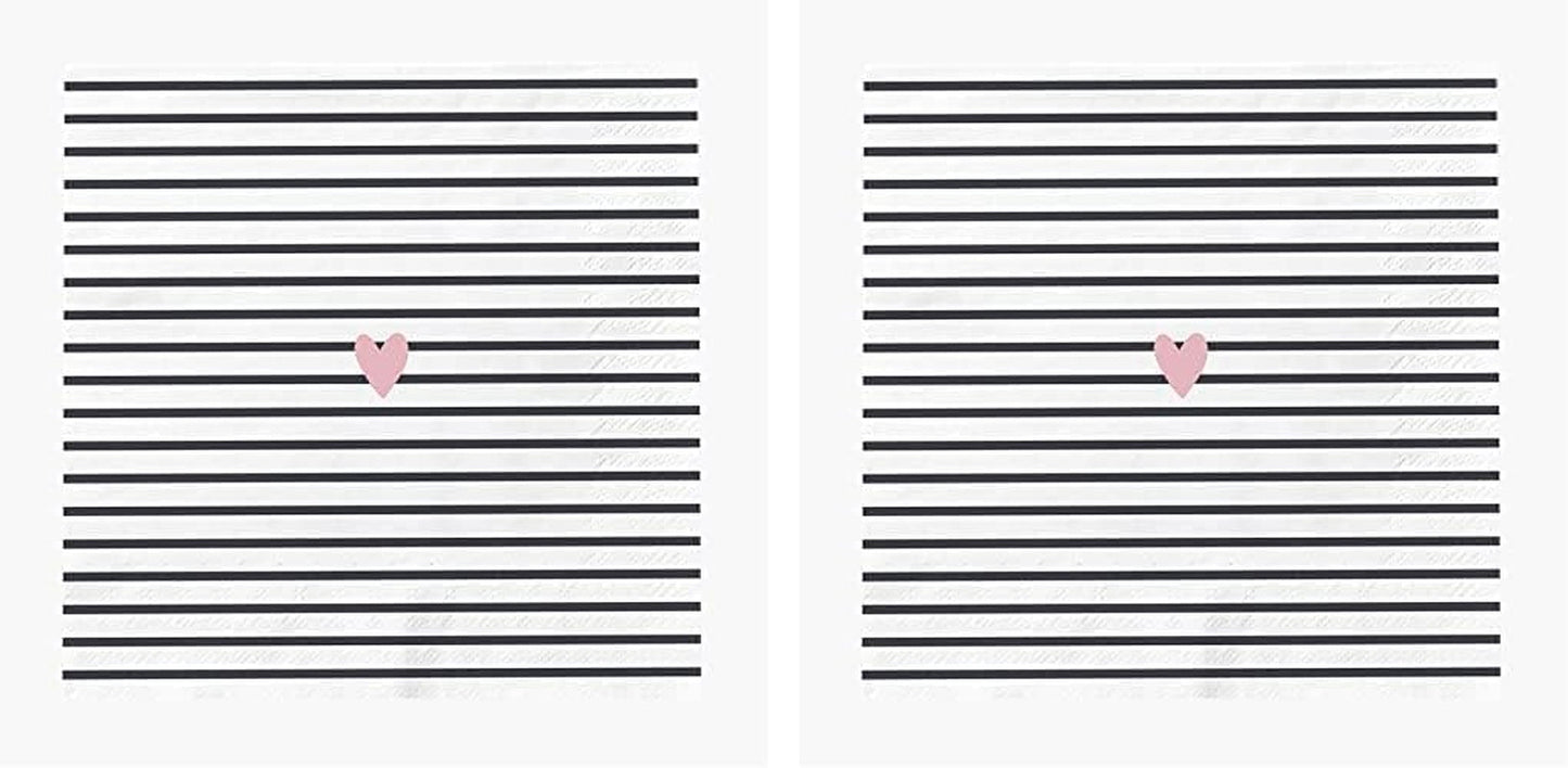Serwetki Grafik Werkstatt z napisem 20 sztuk 25cm x 25cm czarno-białe serce (2 szt.)