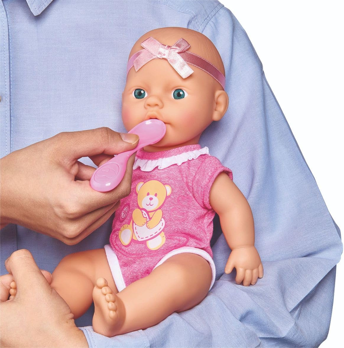 Simba 105030069 - Lalka noworodkowa, lalka do picia i podlewania w całości z winylu z aktem urodzenia i akcesoriami, 4 sztuki, 30 cm, lalka bobas, wiek 3+